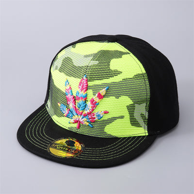 Embroidered Maple Leaf Hip Hop Outdoor Leisure Breathable Camouflage Flat Brim Baseball Caps