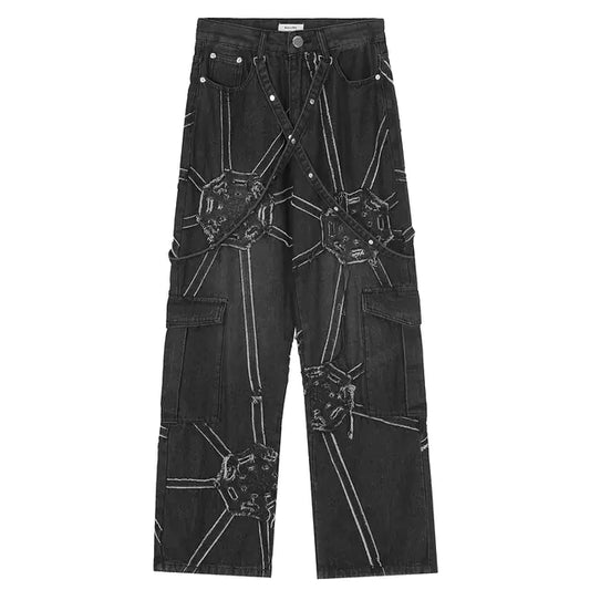 Harajuku Baggy Hip Hop Denim Cargo Jeans for Casual Wear
