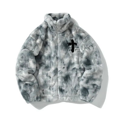 Unisex Retro Embroidered Faux Fur Coat