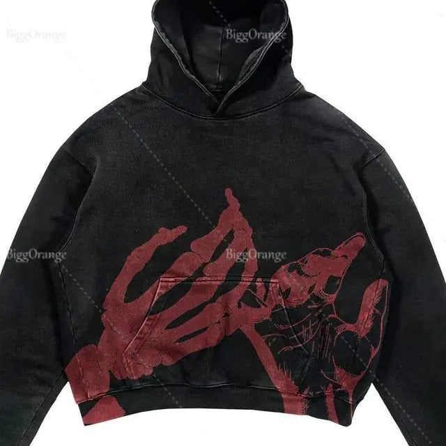 Halloween Printed Hoodie - Harajuku Streetwear Y2K Style