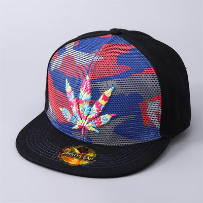 Embroidered Maple Leaf Hip Hop Outdoor Leisure Breathable Camouflage Flat Brim Baseball Caps