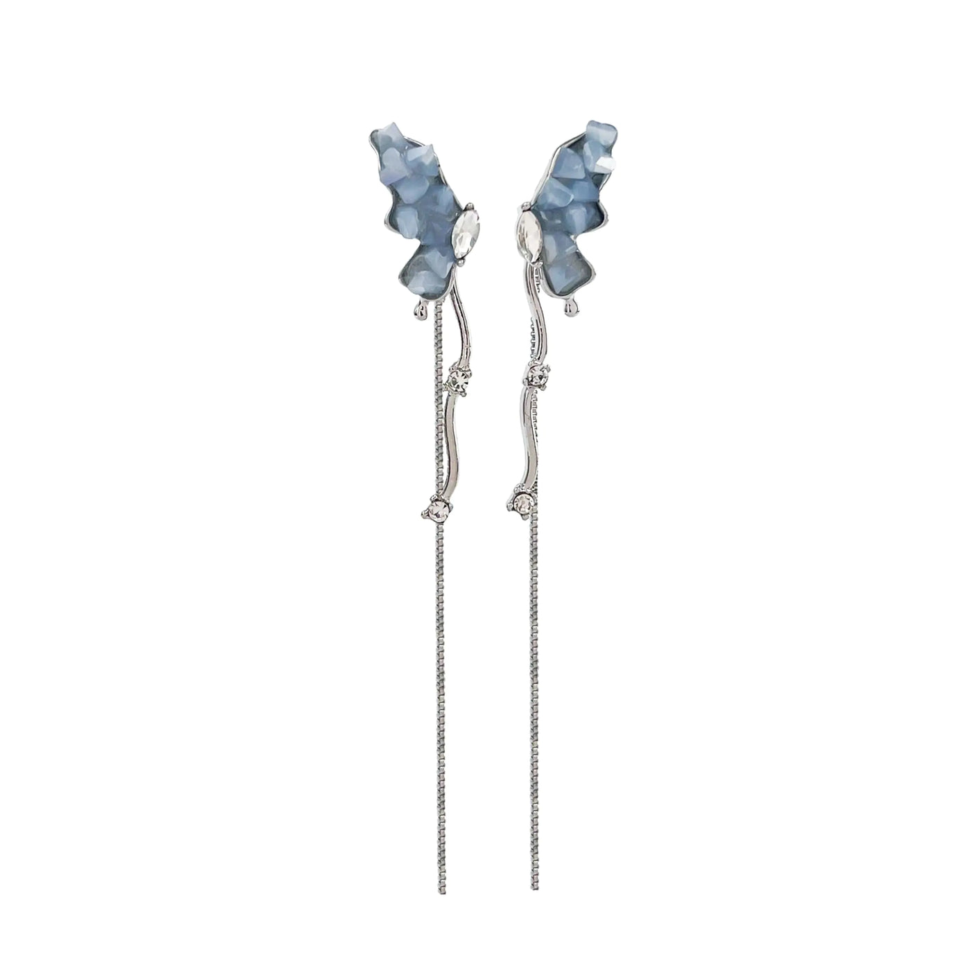 Butterfly Earrings for Women Irregular Y2k Fashion Design Sense Jewelry Gift Blue Earrings (Blue)…
