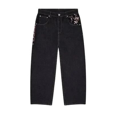 Embroidered High Waist Jeans