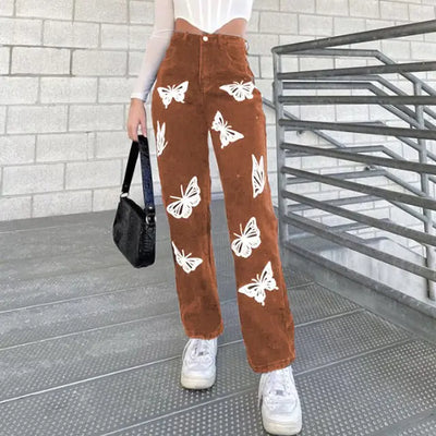 Y2K Butterfly-Pattern Loose Jeans for Women 2024