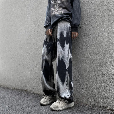 Men's High Street Tie-Dye Baggy Straight Denim Pants