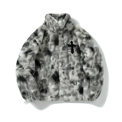 Unisex Retro Embroidered Faux Fur Coat